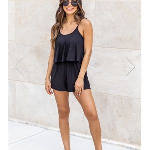 Ribbed Black Romper